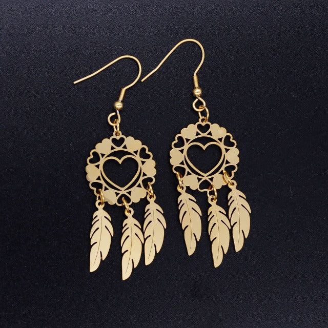Pendientes Corazón Atrapasueños oro