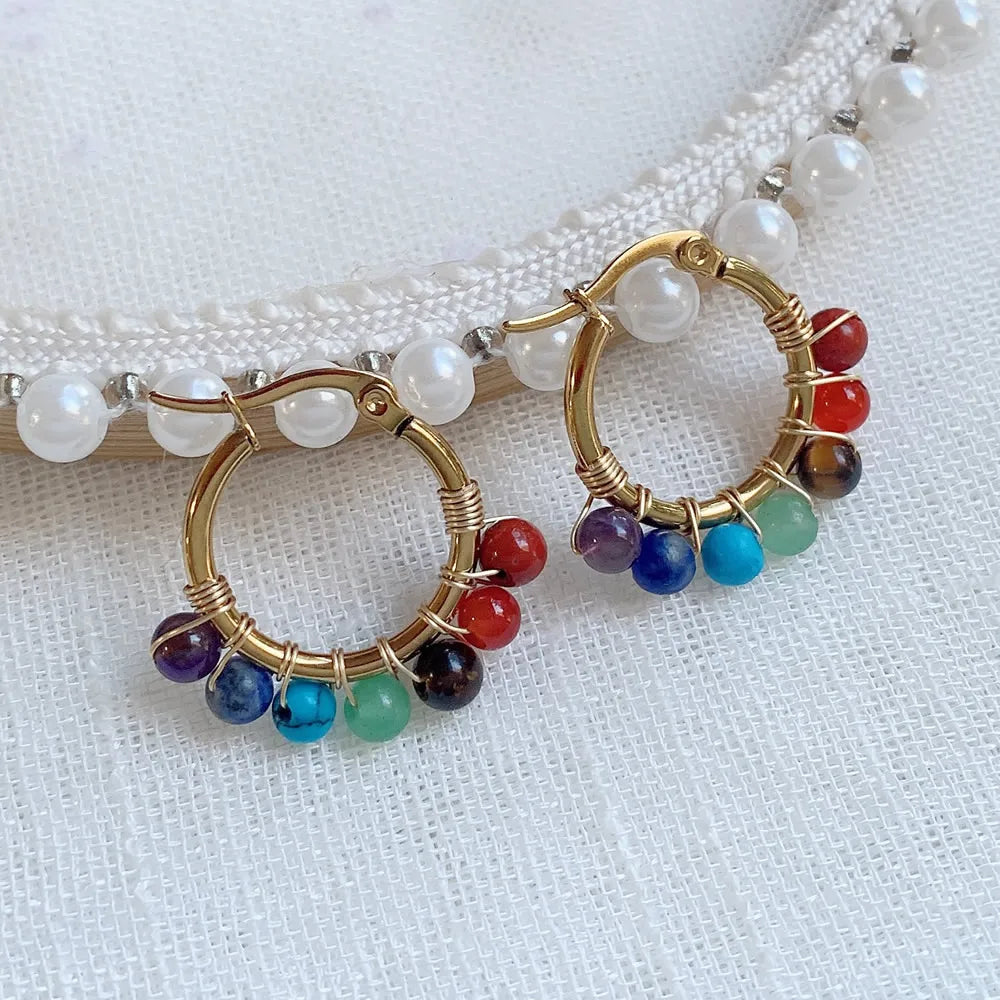 Pendientes Aros 7 Chakras Mujer