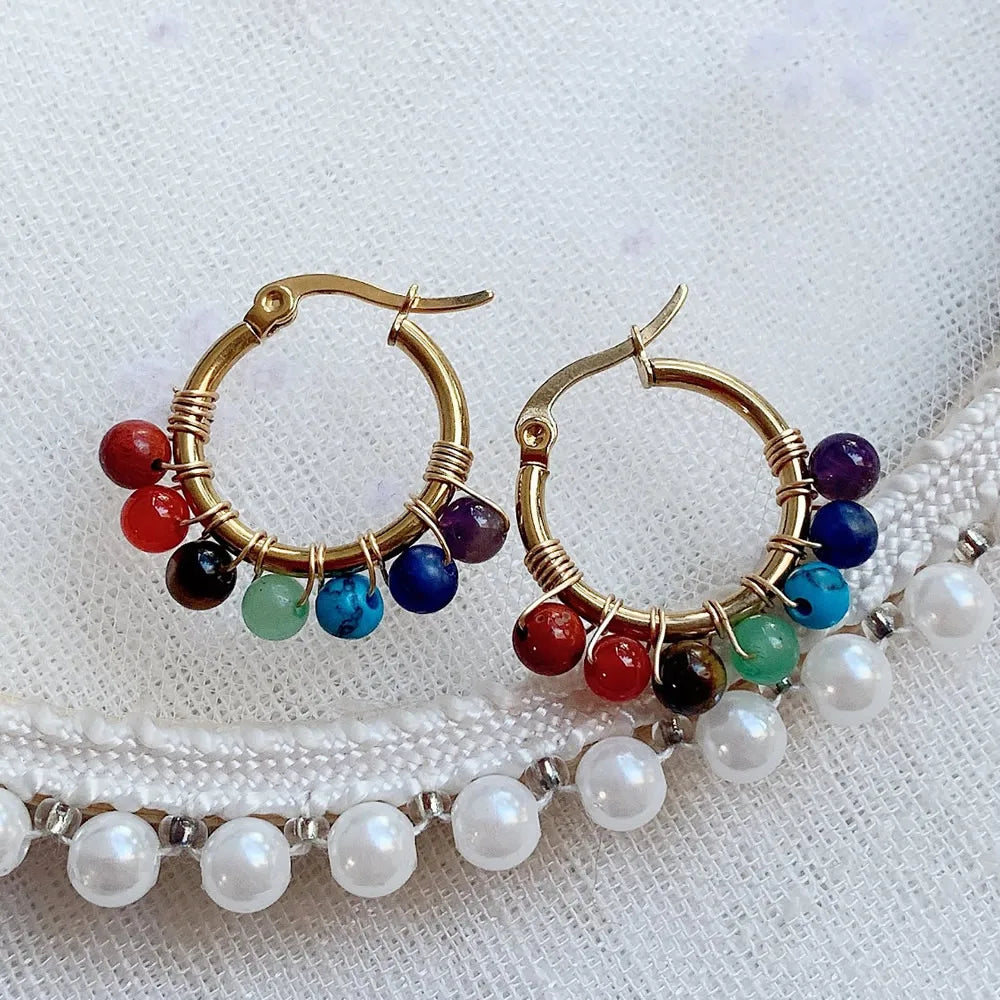 Pendientes Aros 7 Chakras Mujer