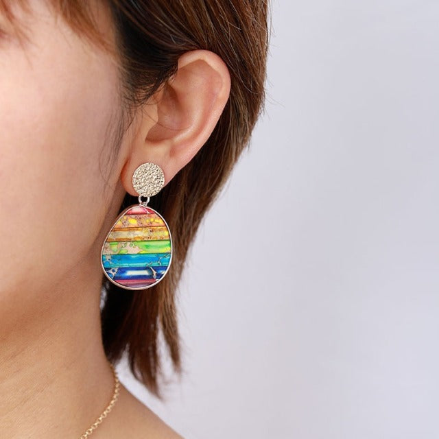 Pendientes Colgantes de 7 Chakras para Mujer