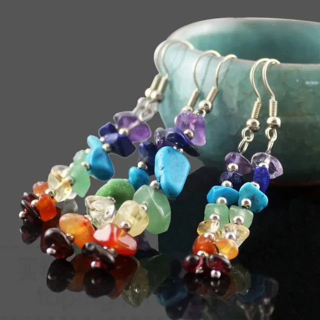 Pendientes 7 Chakras Piedra Natural