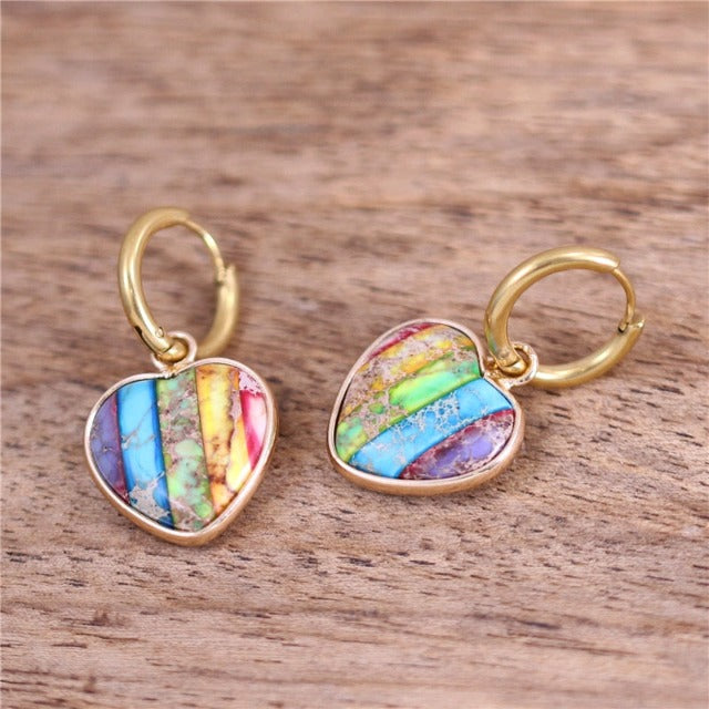Pendientes 7 Chakras Piedras Mujer