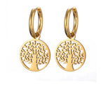 Pendientes Aros Colgantes Árbol de la Vida en oro