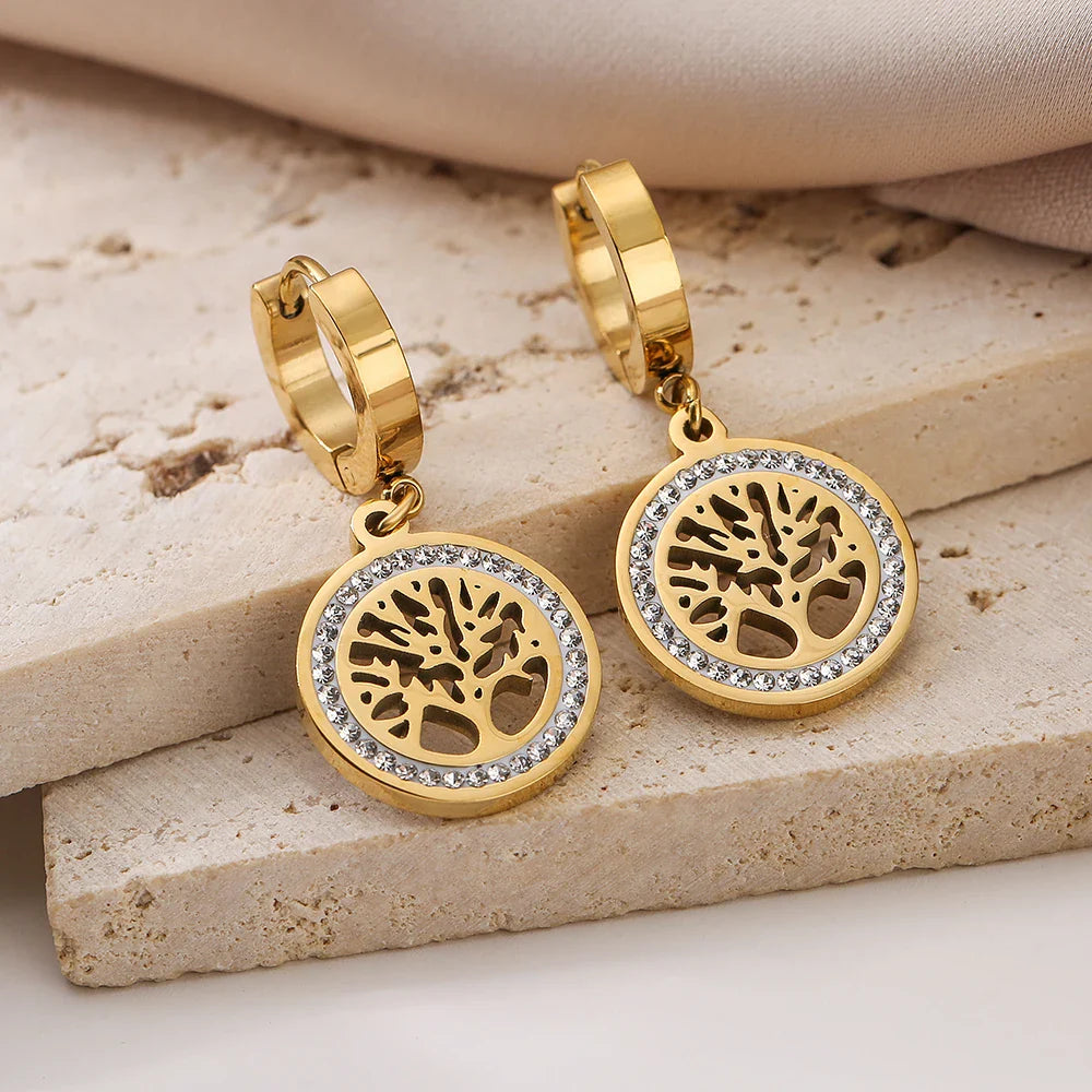 Pendientes Colgantes Árbol de la Vida para Mujer en Oro