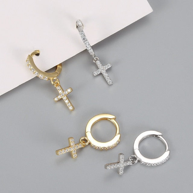 Pendientes con Cruz Oro & Plata