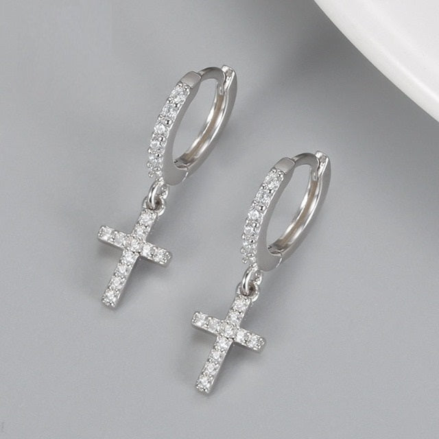 Pendientes con Cruz Oro & Plata plata