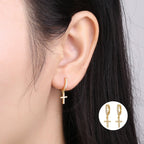 Pendientes con Cruz Oro & Plata oro