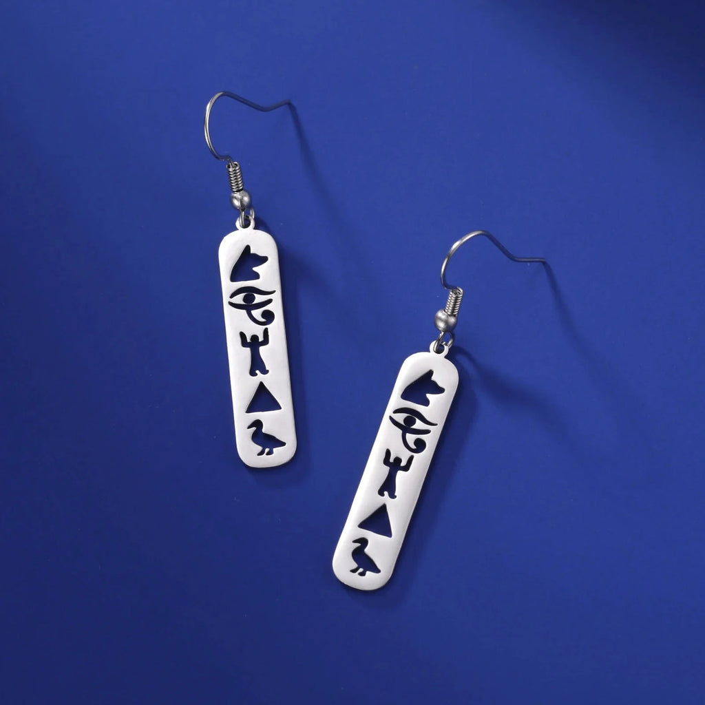 Pendientes de Cartuchos Jeroglíficos Egipto plata estilo B
