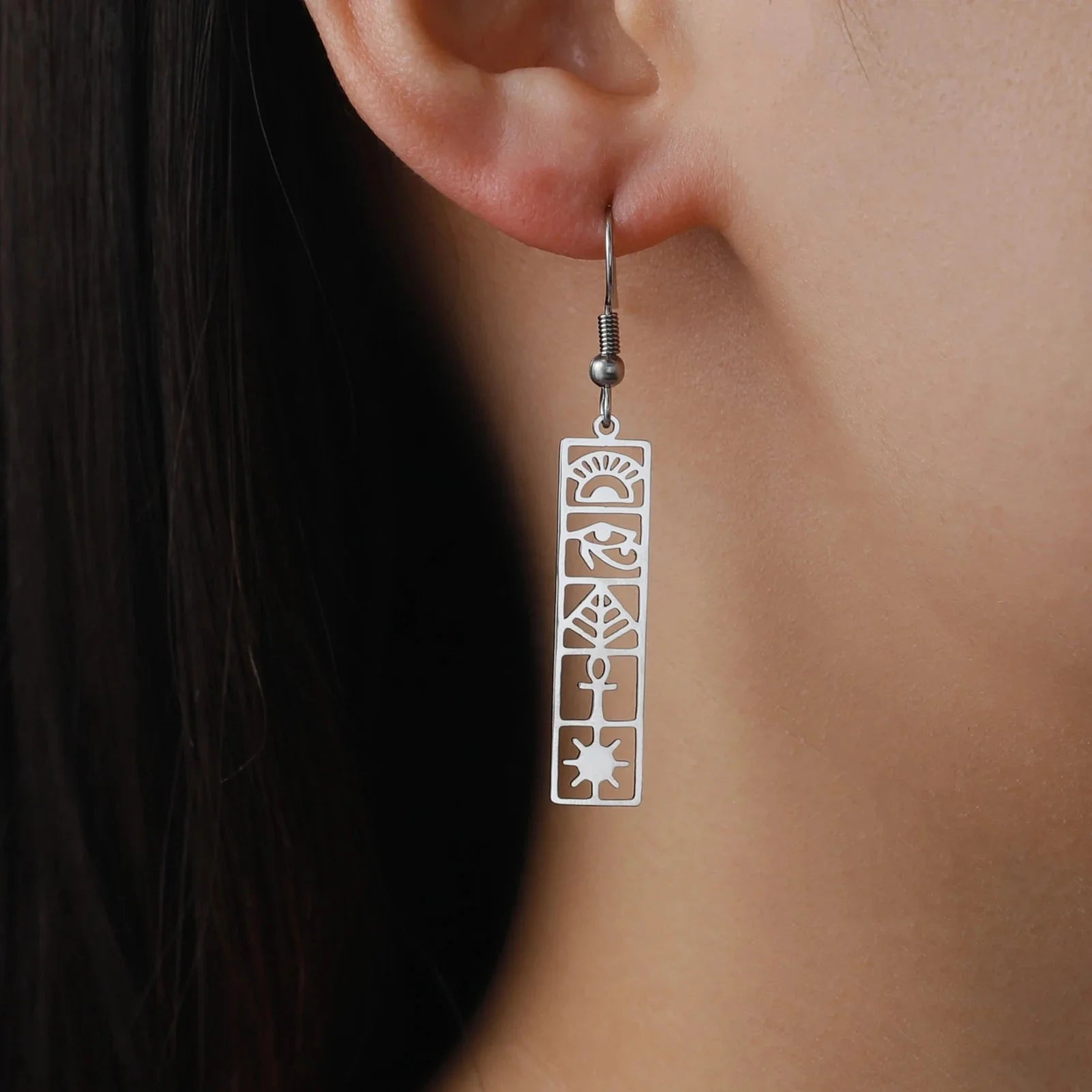Pendientes de Cartuchos Jeroglíficos Egipto plata estilo A