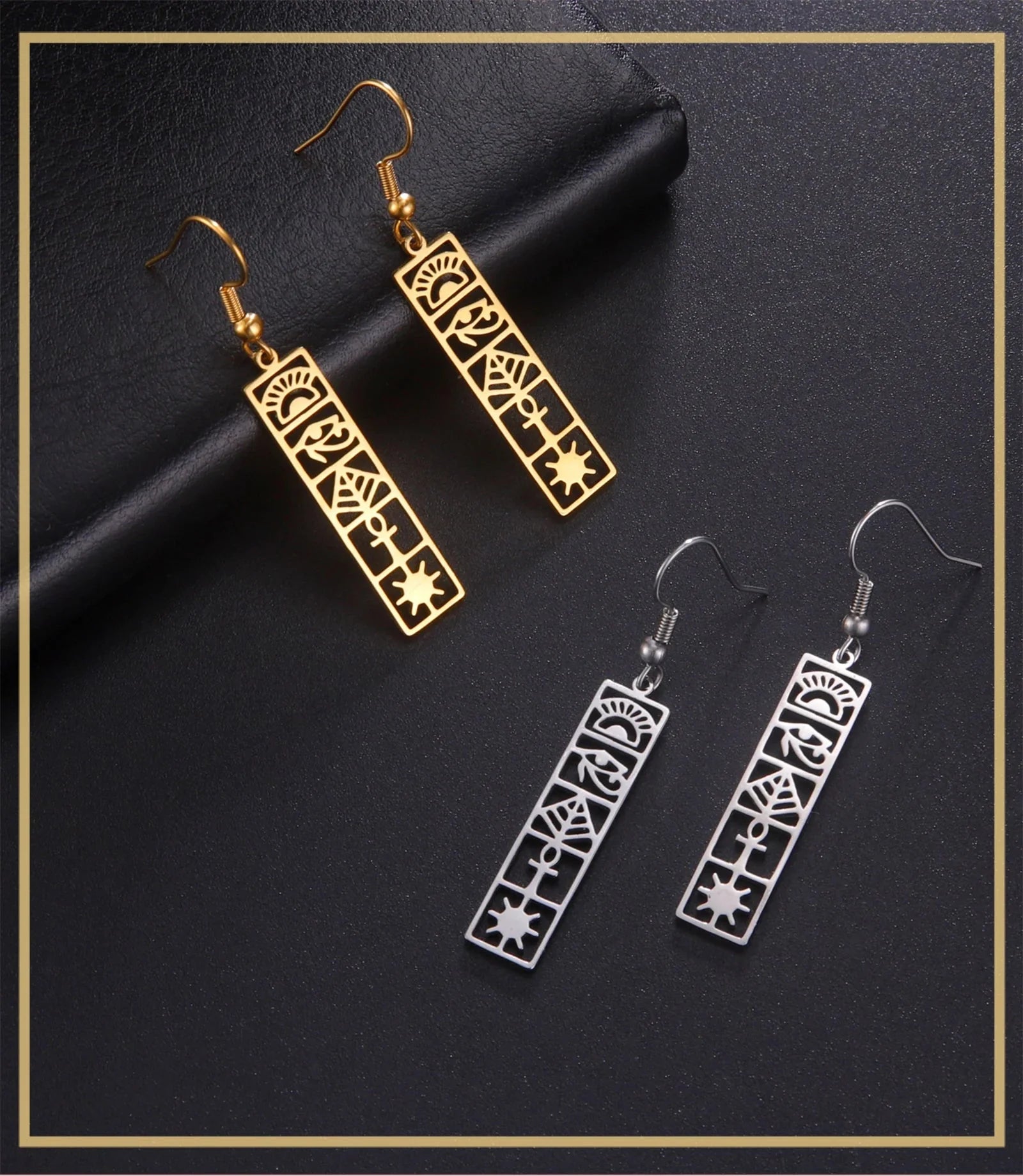 Pendientes de Cartuchos Jeroglíficos Egipto oro estilo A
