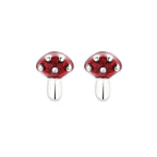 Pendientes de botón Champiñón plata