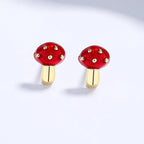 Pendientes de botón Champiñón oro