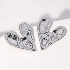 Pendientes de botón Corazón plata