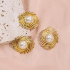 Pendientes de Clavo de Estilo con Perla