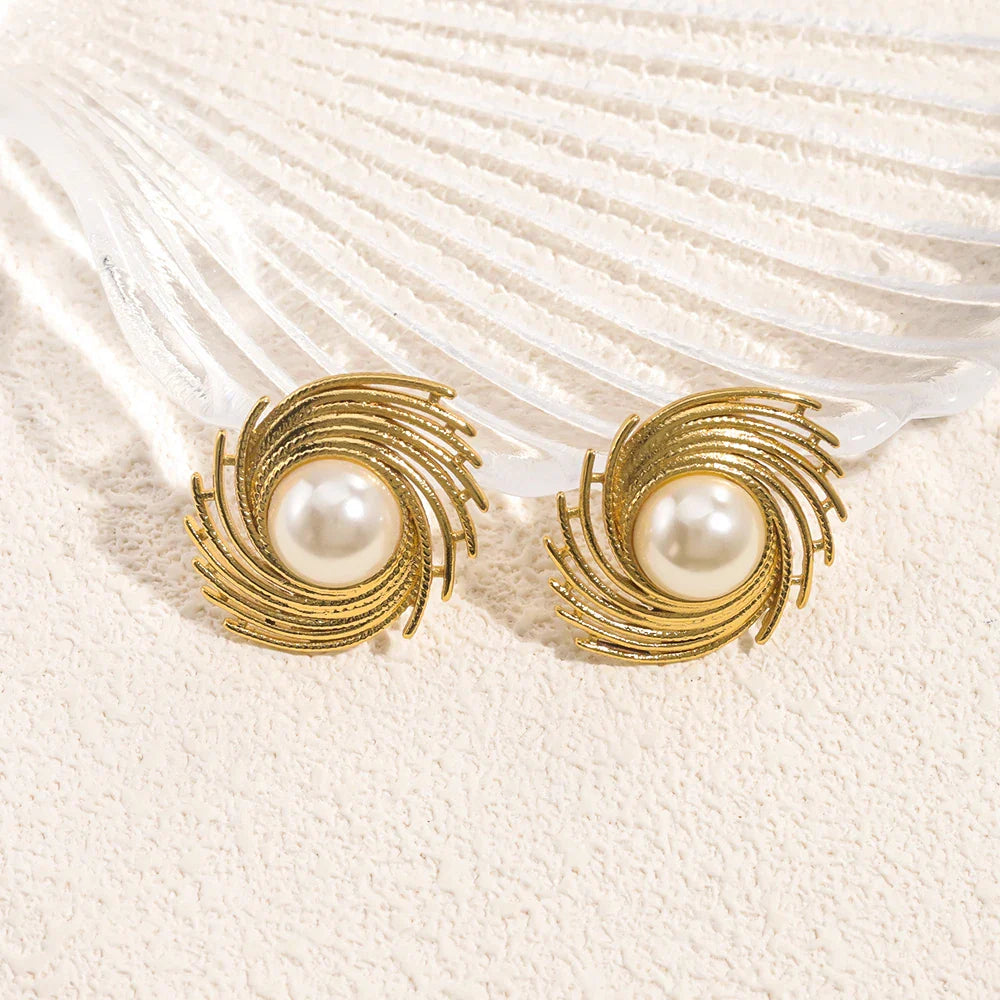 Pendientes de Clavo de Estilo con Perla