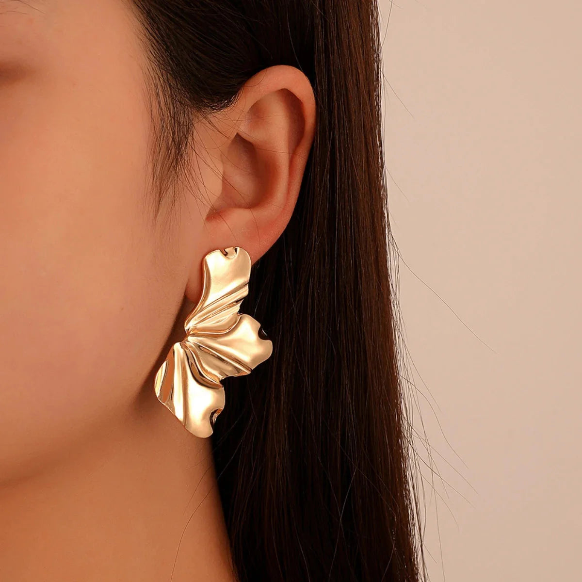 Pendientes de botón Media Flor oro