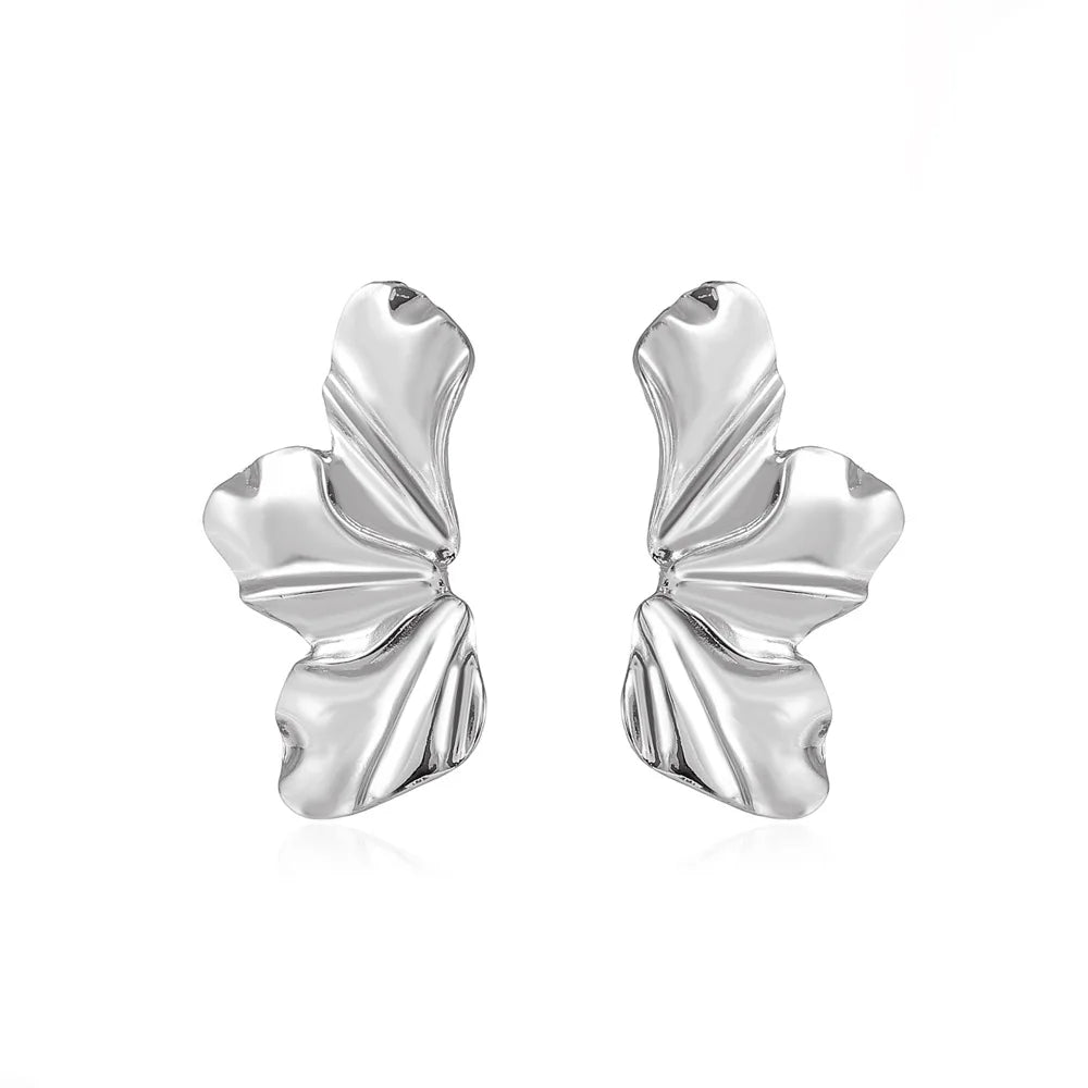 Pendientes de botón Media Flor plata