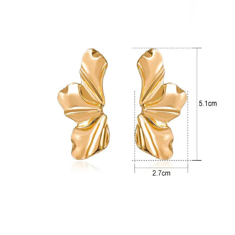 Pendientes de botón Media Flor oro