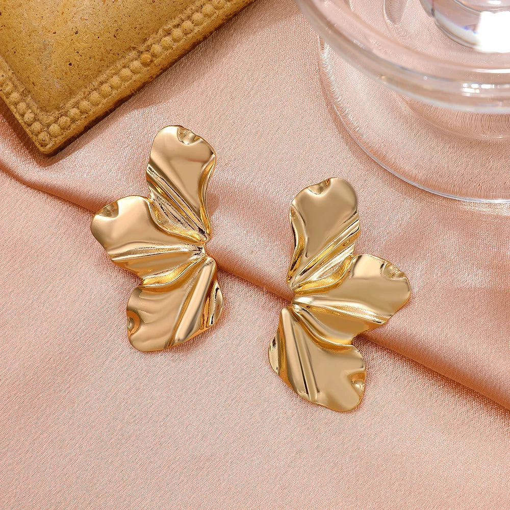 Pendientes de botón Media Flor oro