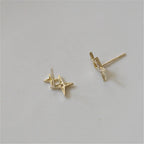 Pendientes de botón dobles Estrellas y Circonio oro