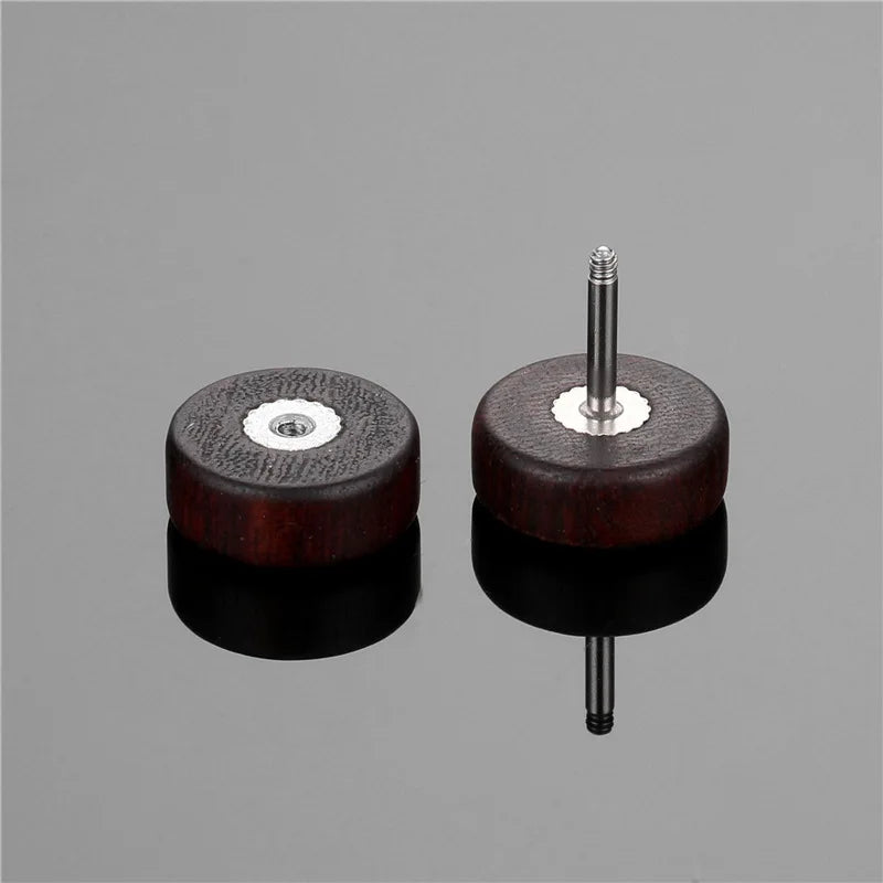 Pendientes de Clavo de Madera Yin Yang