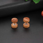 Pendientes de Clavo de Madera Yin Yang beige
