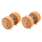 Pendientes de Clavo de Madera Yin Yang beige