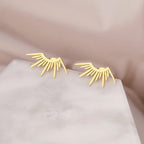Pendientes de botón en media luna Sol oro