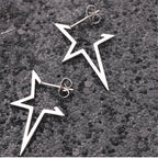 Pendientes de Clavo Estrella Estilo Punk plata