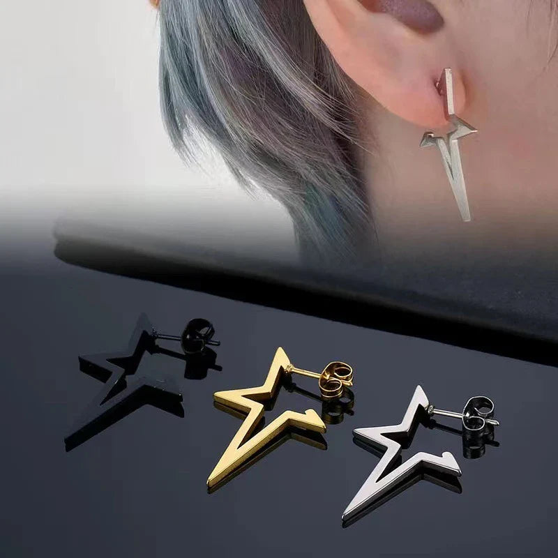 Pendientes de Clavo Estrella Estilo Punk plata