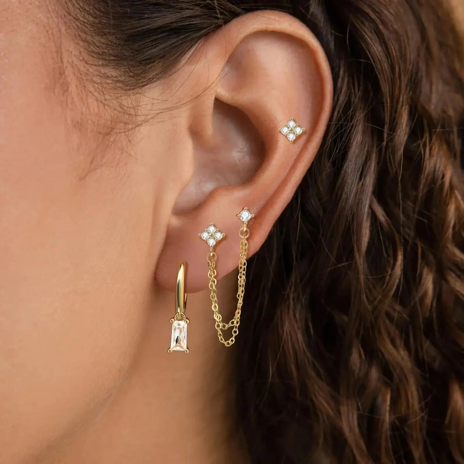 Pendientes de botón Estrellas en Cristal