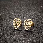 Pendientes de botón Hoja de Palma oro