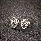 Pendientes de botón Hoja de Palma plata