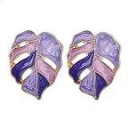 Pendientes de botón Hoja de Palma violeta