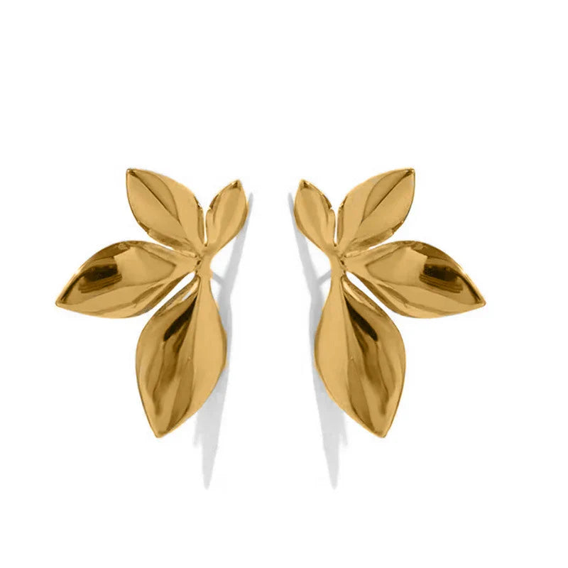 Pendientes de botón Flores oro