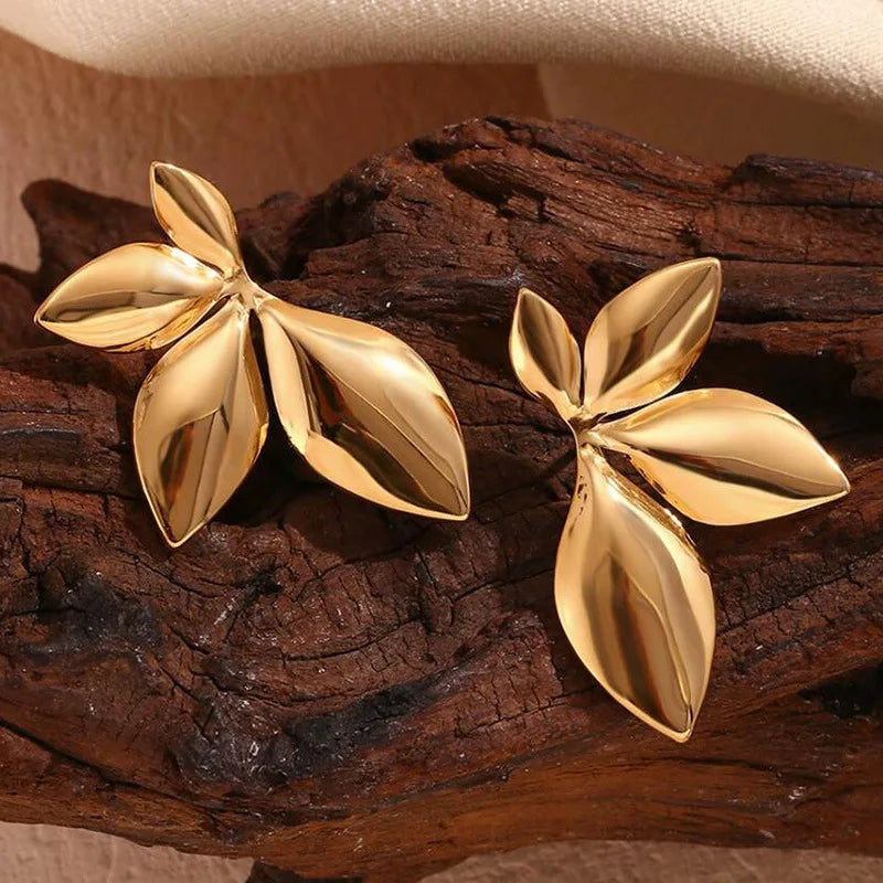 Pendientes de botón Flores oro