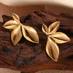 Pendientes de botón Flores oro