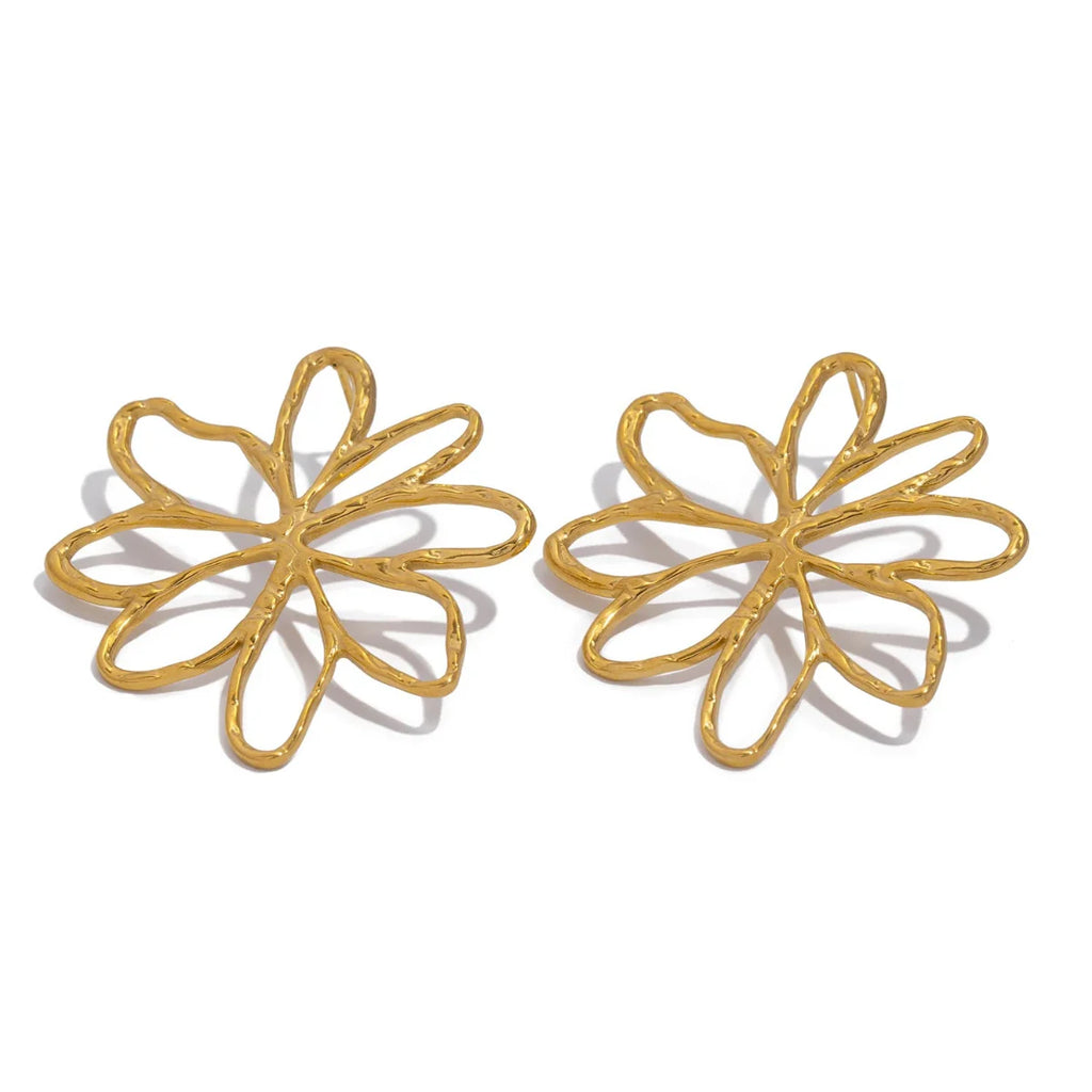 Pendientes de botón Flores Asimétricas oro