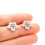 Pendientes de botón Flores Mujer plata