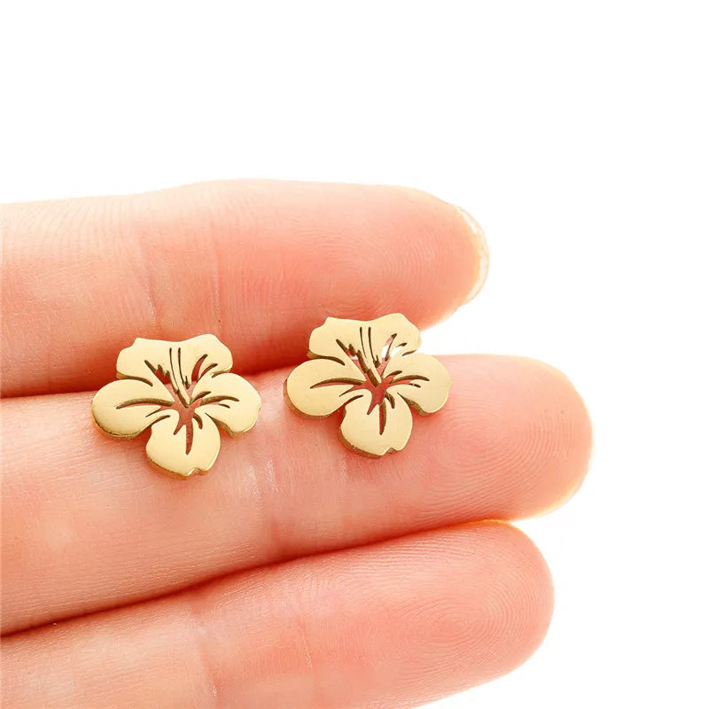 Pendientes de botón Flores Mujer oro