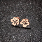 Pendientes de botón Flores Mujer oro rosa