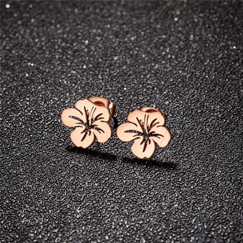 Pendientes de botón Flores Mujer oro rosa