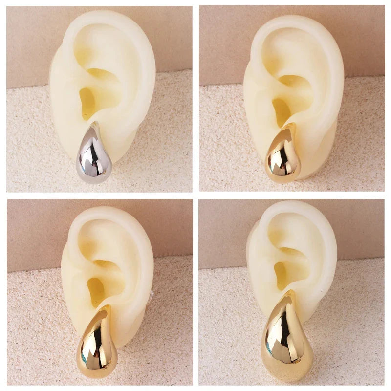 Pendientes de botón Gota de Agua oro