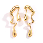 Pendientes de botón Gota de Agua Asimétrica oro