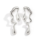 Pendientes de botón Gota de Agua Asimétrica plata