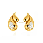 Pendientes de Botón Gota de Agua y Strass