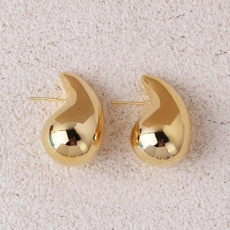 Pendientes de botón Gota de Agua oro