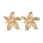 Pendientes de Botón Flor Grande Asimétrica oro
