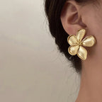 Pendientes de botón Flor Grande Dorada