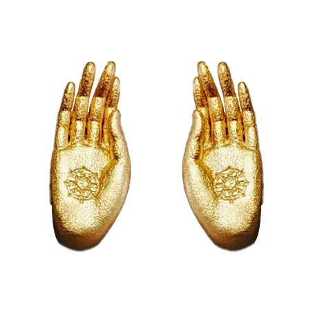Pendientes de Botón Mano de Buda oro